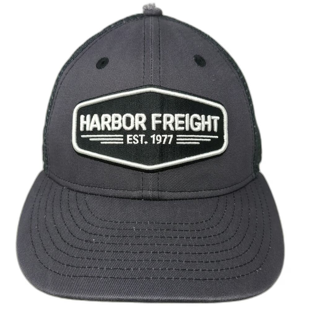 Harbor Freight Trucker Hat Gray One Size Mesh Back Snapback Patch HFT Est 1977